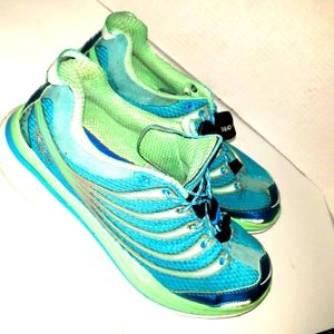 Hoka One One , Kailua Tarmac shoes, teal with lime trim, size 10